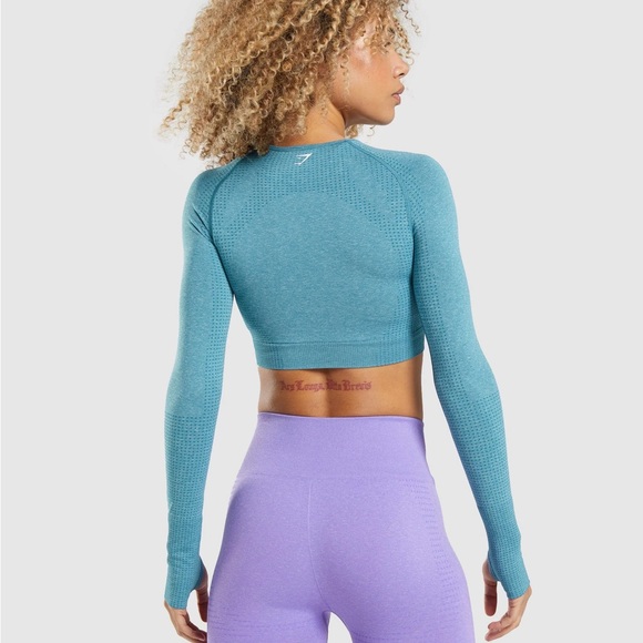 GYMSHARK VITAL SEAMLESS 2.0 LONG SLEEVE CROP TOP - Picture 2 of 2